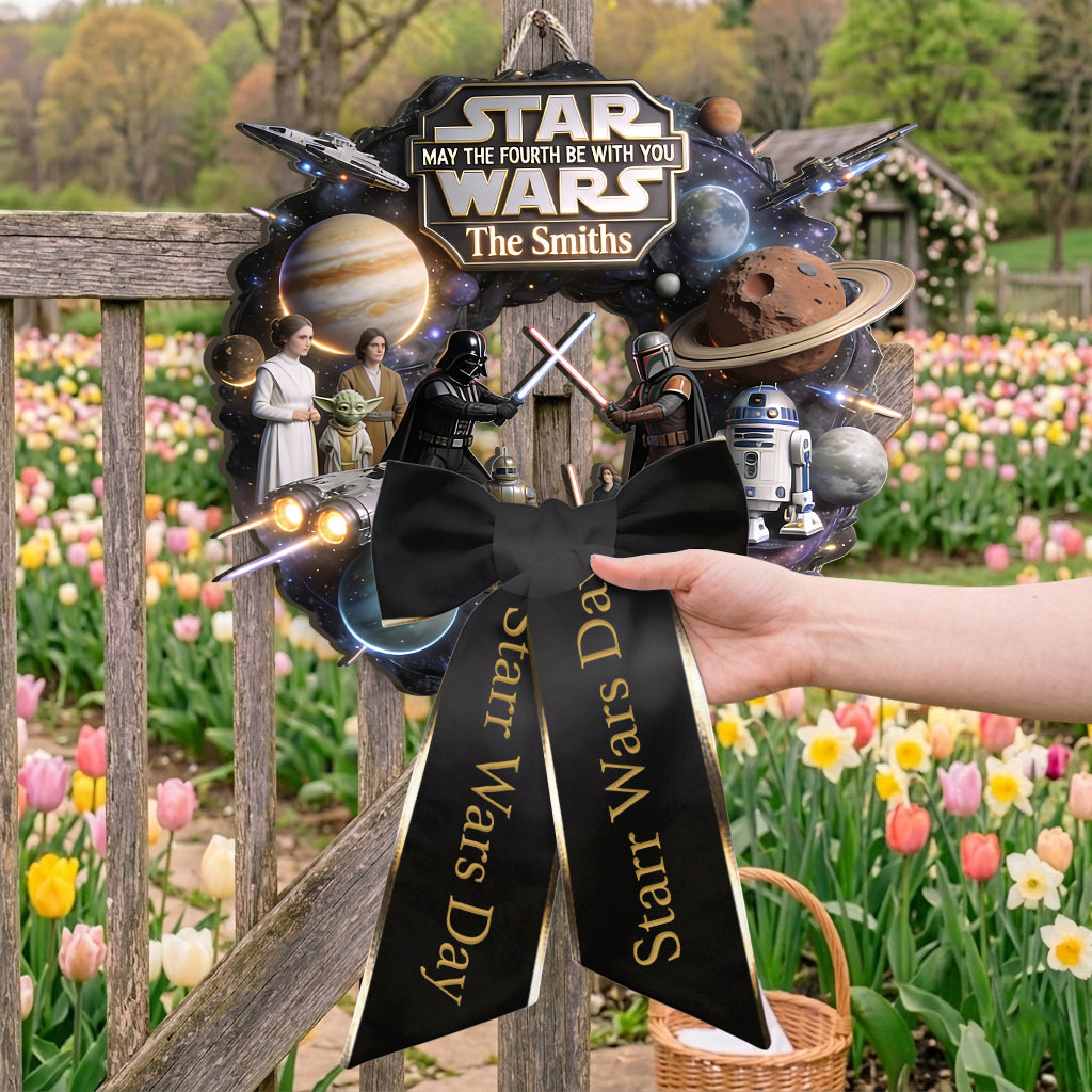 Personalized Star Wars Wood Sign with Decorative Sash for Home Shaped Wood Sign With Sash GradoCreations