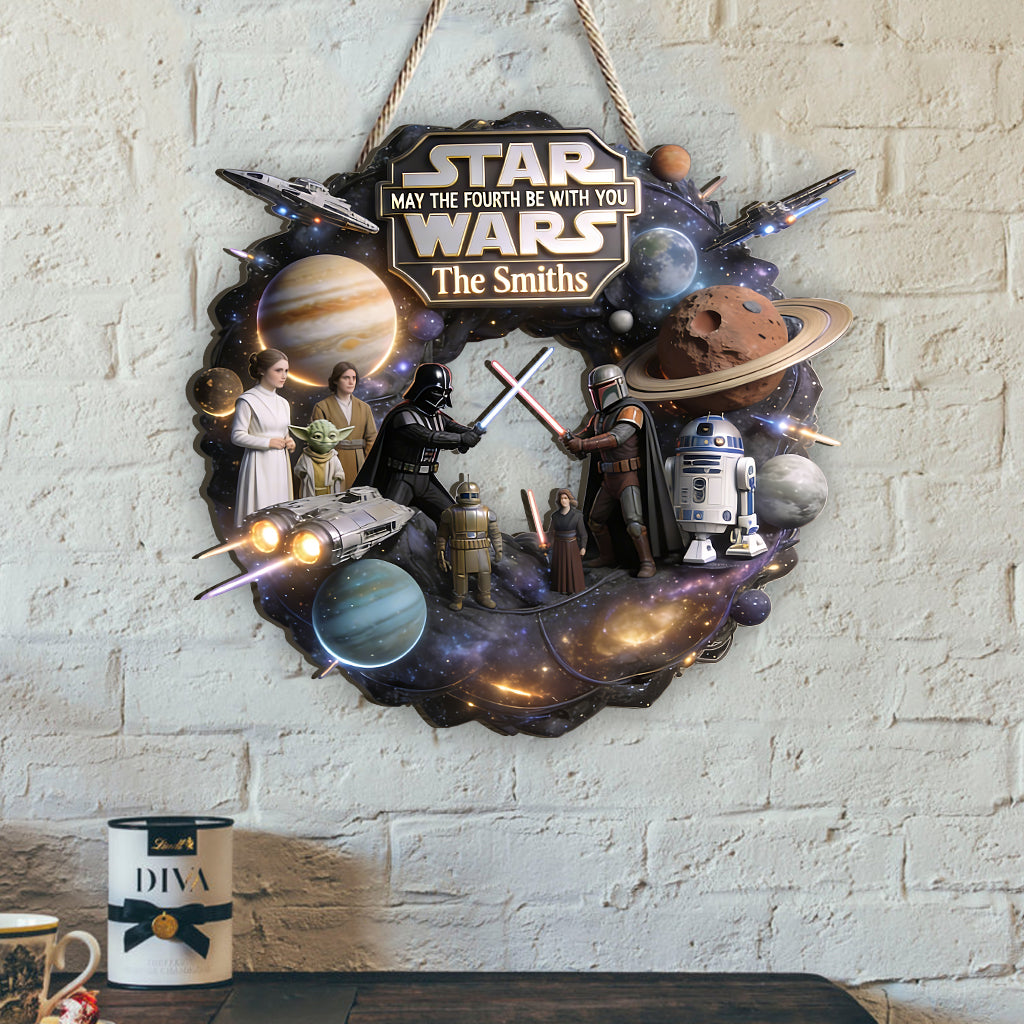 Personalized Star Wars Wood Sign with Decorative Sash for Home Shaped Wood Sign With Sash GradoCreations