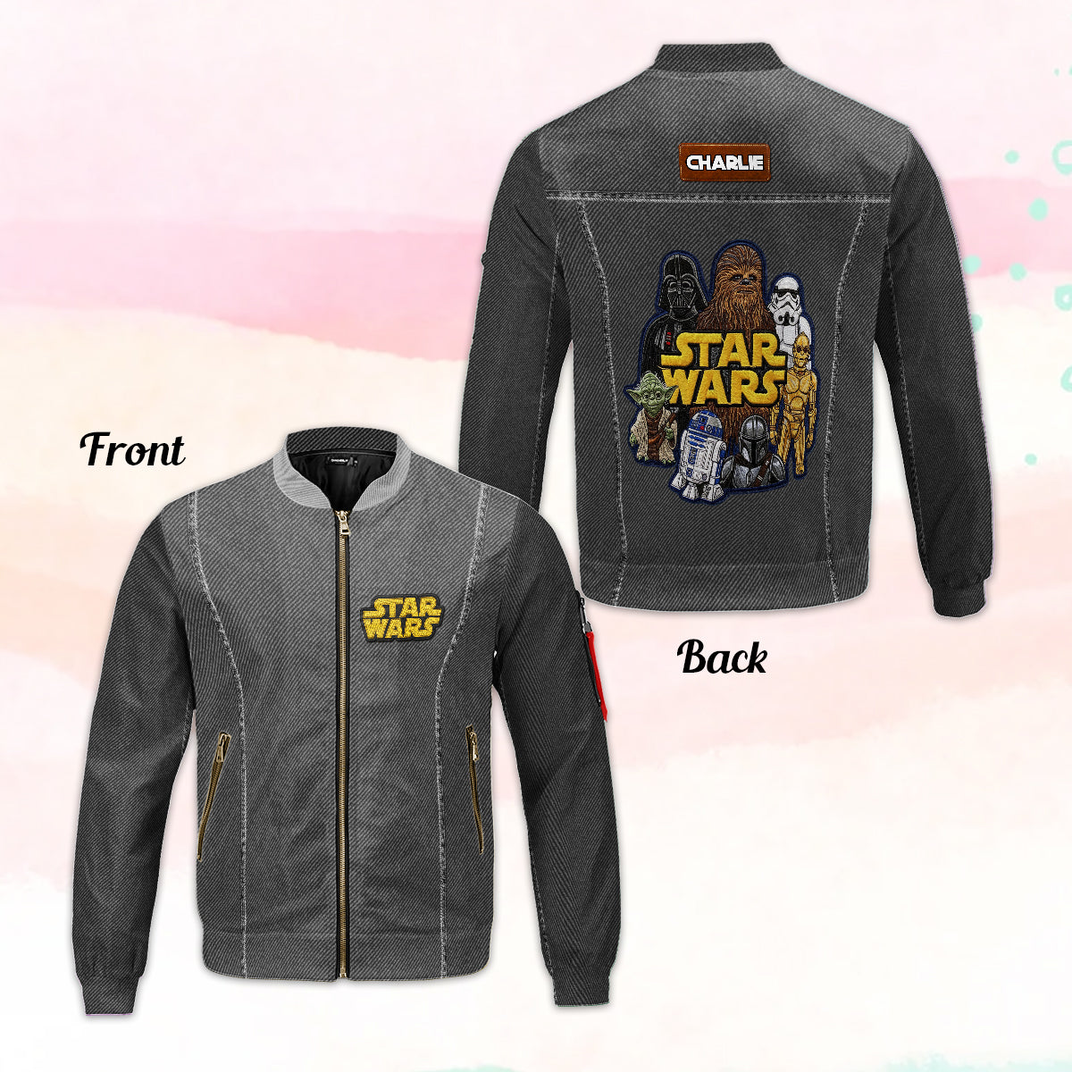 Personalized Star Wars Bomber Jacket Custom Name Gift Idea Bomber Jacket GradoCreations