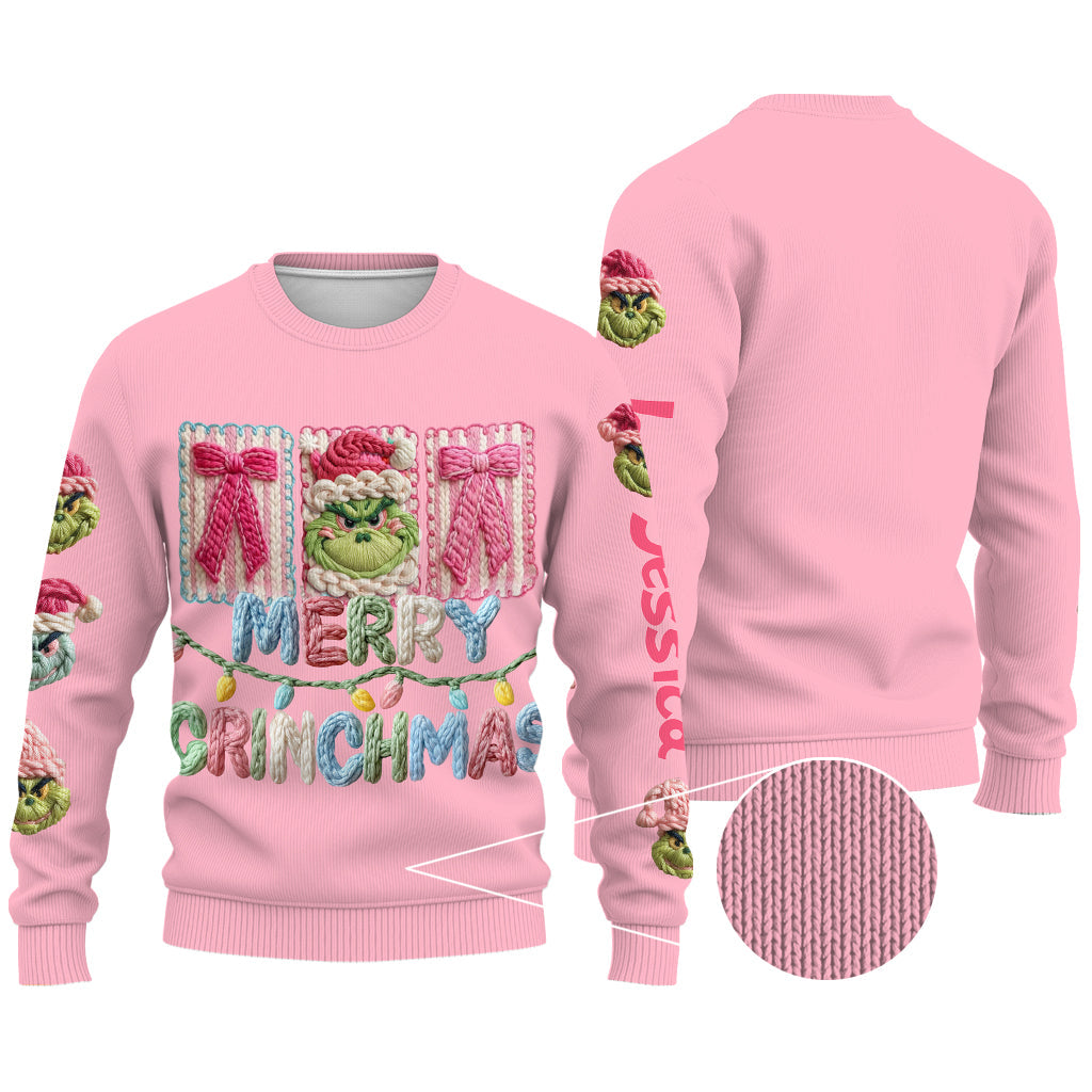Personalized Merry Grinchmas Ugly Sweater for Christmas Gift Ugly Sweater GradoCreations