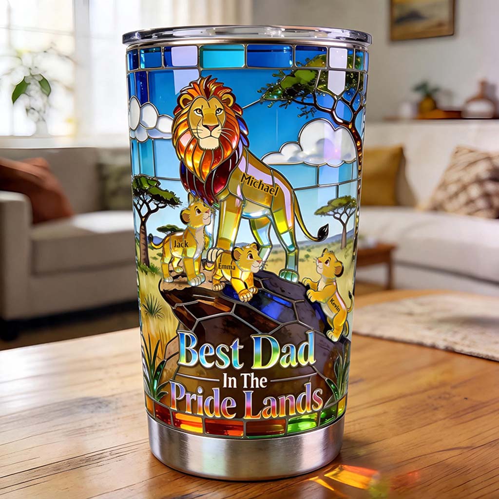 Personalized Stainless Steel Tumbler Best Dad in the Pride Lands Gift Tumbler GradoCreations