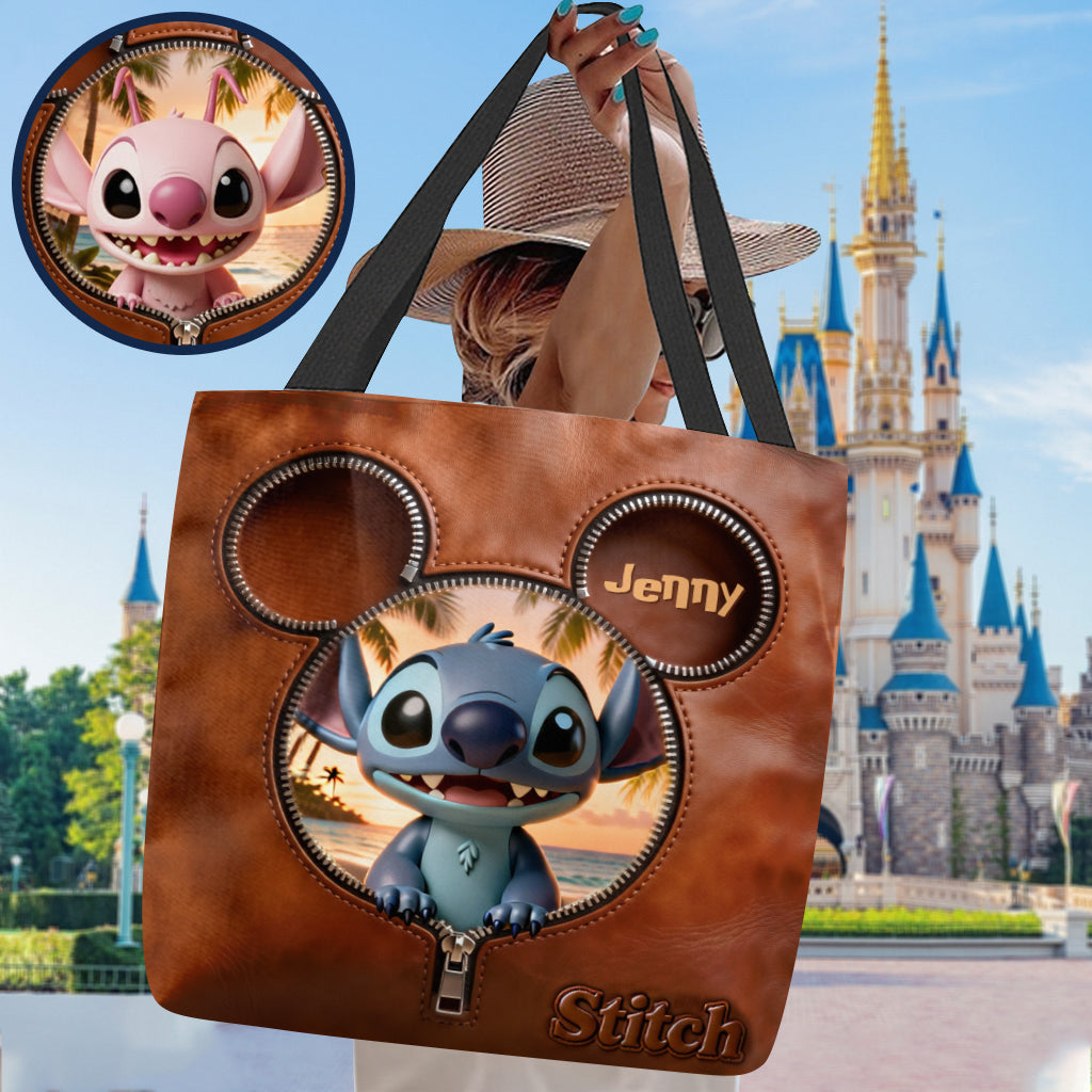 Personalized Stitch Tote Bag with Custom Name for Disney Fans Tote Bag GradoCreations
