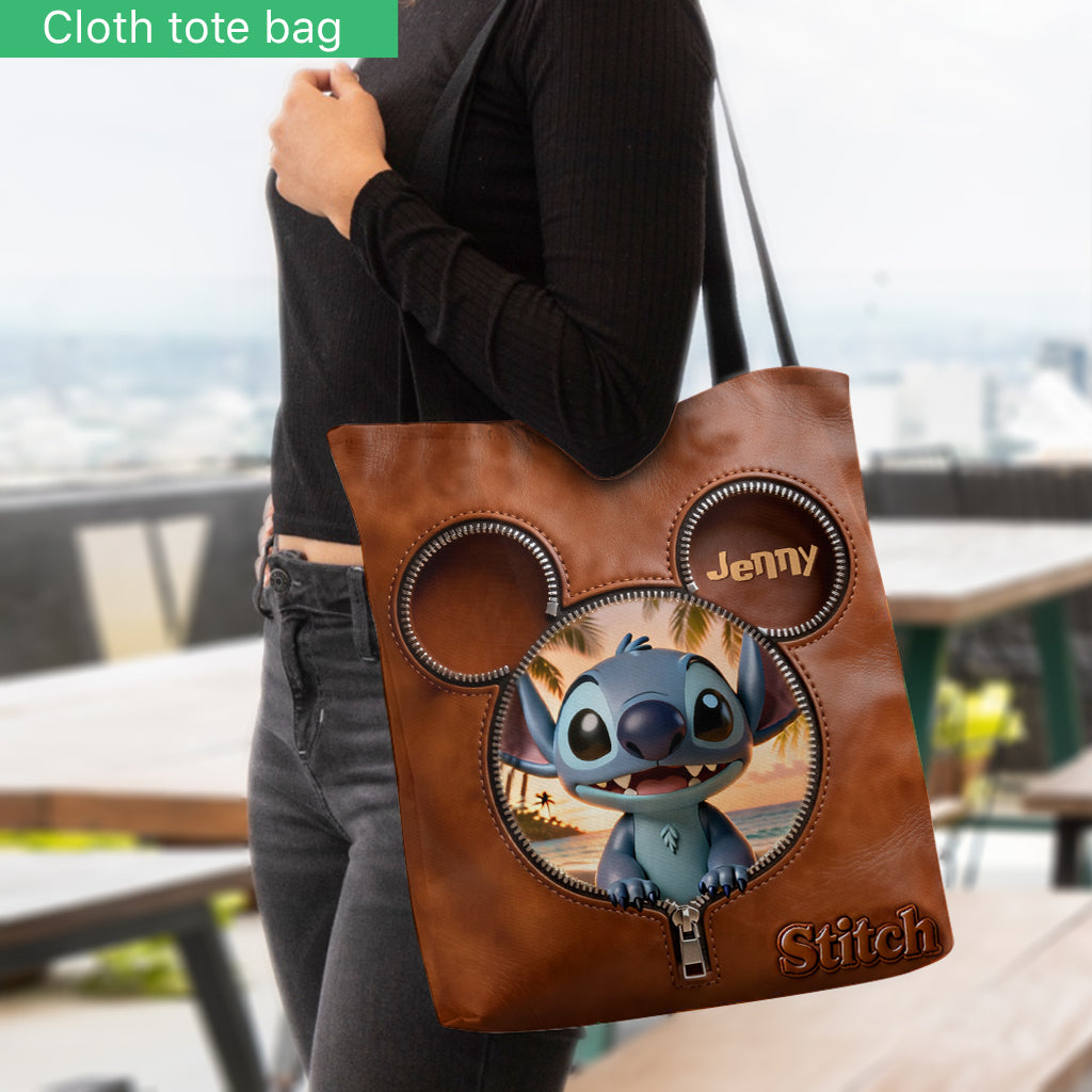 Personalized Stitch Tote Bag with Custom Name for Disney Fans Tote Bag GradoCreations
