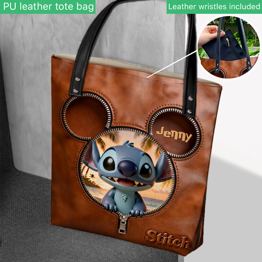 Personalized Stitch Tote Bag with Custom Name for Disney Fans Tote Bag GradoCreations