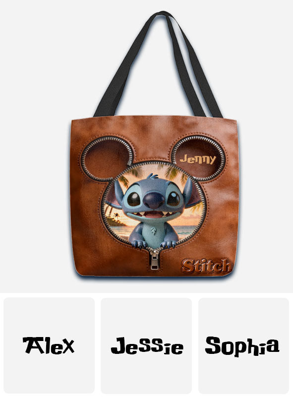 Personalized Stitch Tote Bag with Custom Name for Disney Fans Tote Bag GradoCreations