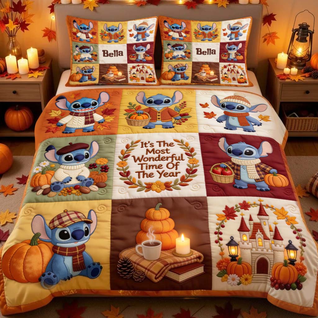 Personalized Ohana Quilt Set Cozy Autumn Design Gift for Kids Quilt Set GradoCreations