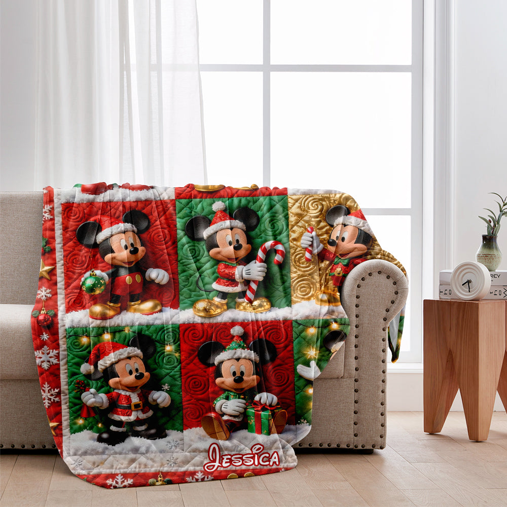 Personalized Mickey Mouse Christmas Blanket Custom Name Gift Blanket GradoCreations