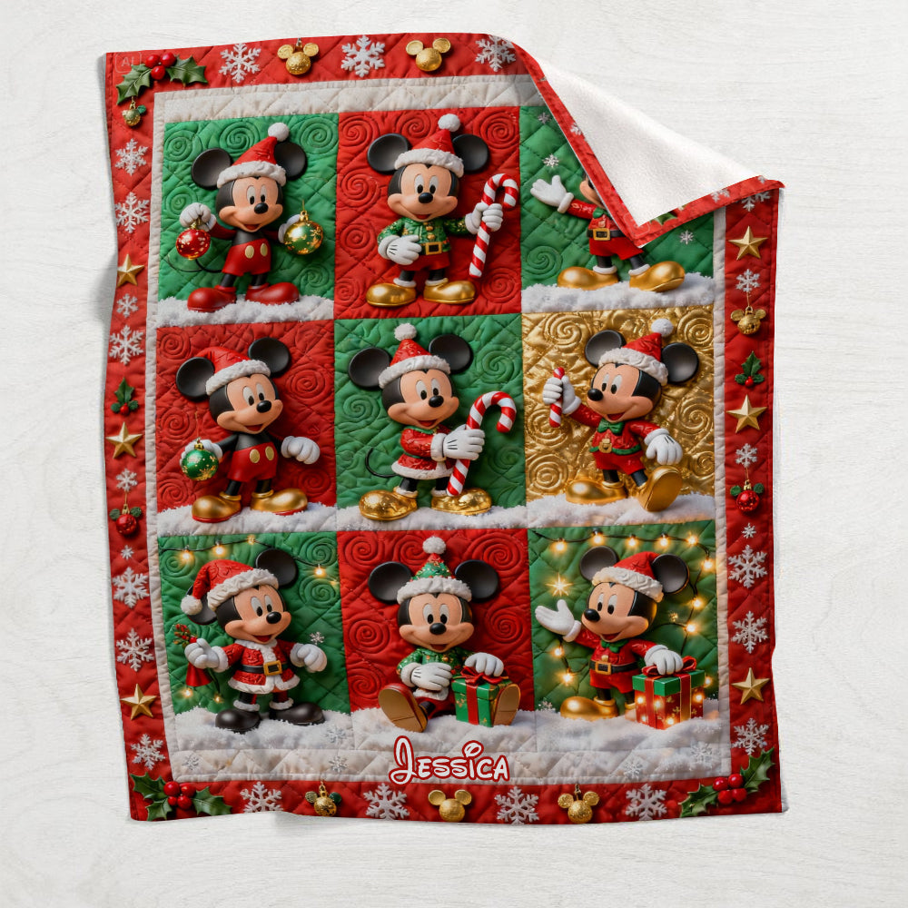 Personalized Mickey Mouse Christmas Blanket Custom Name Gift Blanket GradoCreations