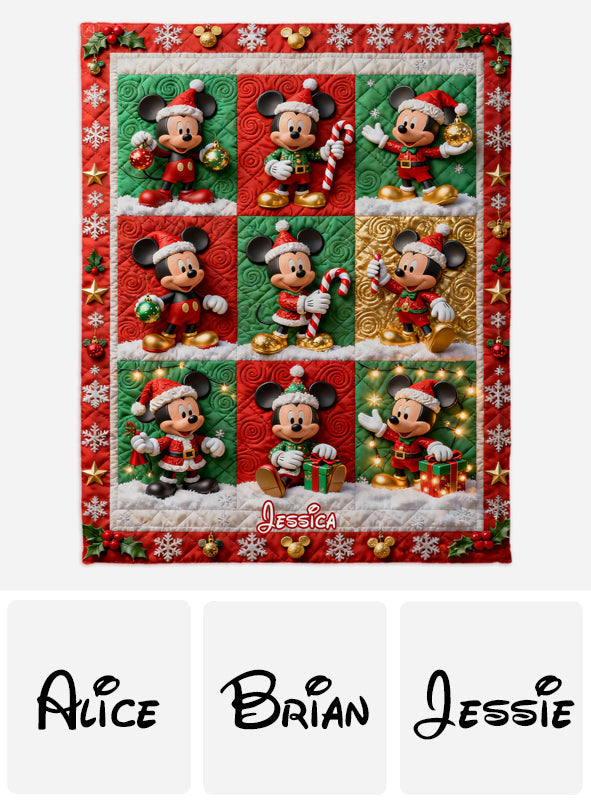 Personalized Mickey Mouse Christmas Blanket Custom Name Gift Blanket GradoCreations