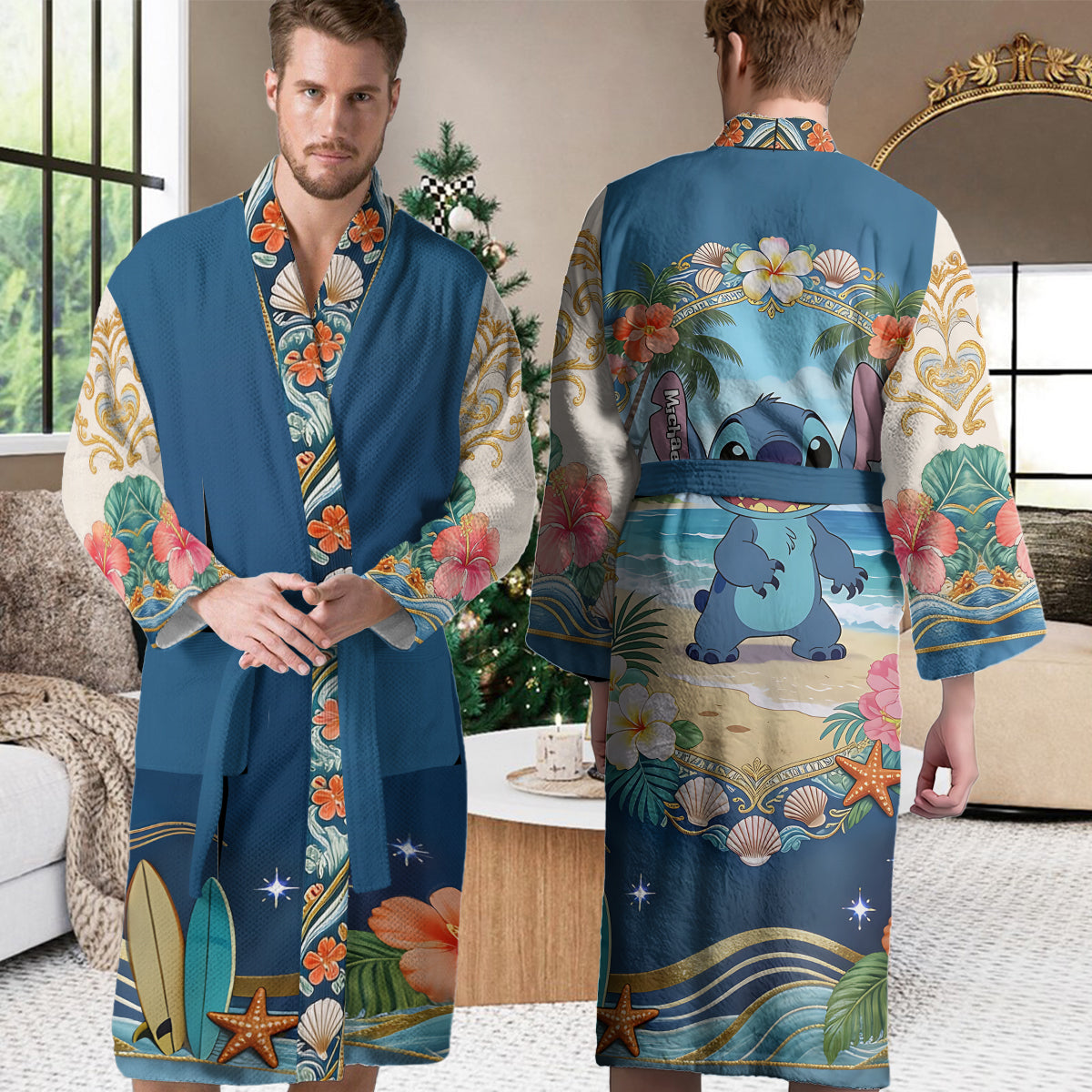 Personalized Ohana Pajama Kimono Robe Custom Name Gift for Couples Pajama Kimono Robe GradoCreations