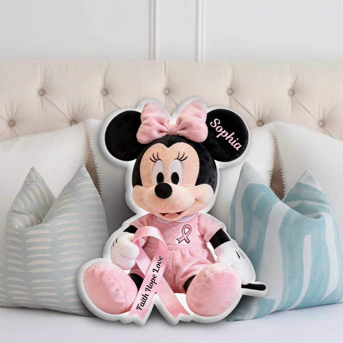 Personalized Faux Fur Shaped Pillow Breast Cancer Awareness Gift Faux Fur Shaped Pillow GradoCreations