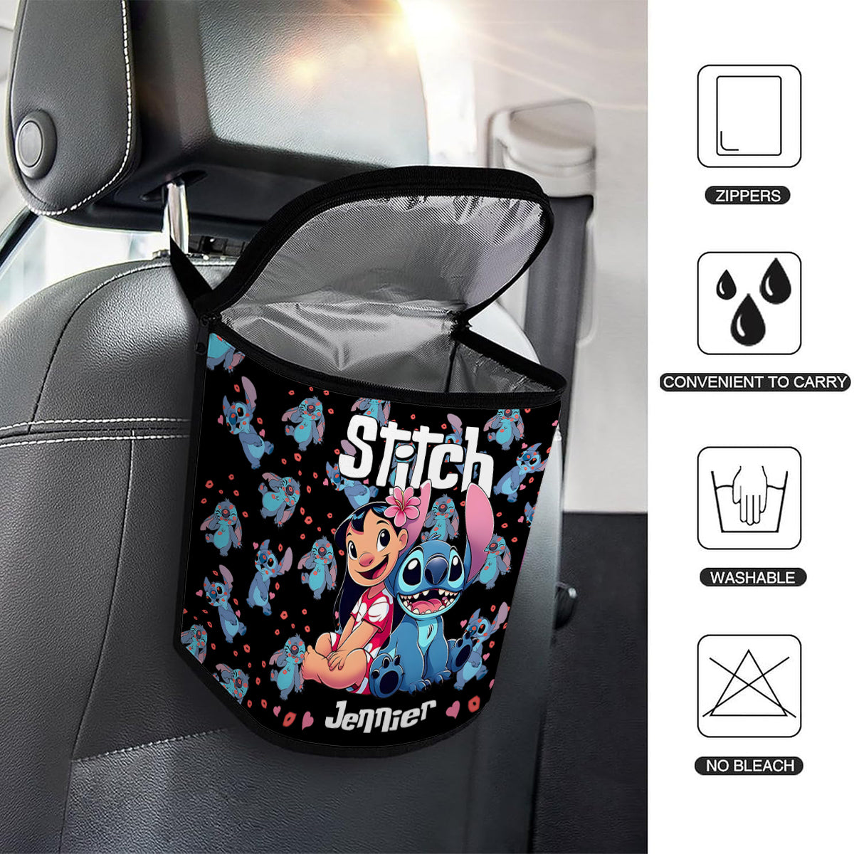 Personalized Ohana Portable Car Trash Can Organizer for Kids Portable Car Trash Can/ Organizer GradoCreations