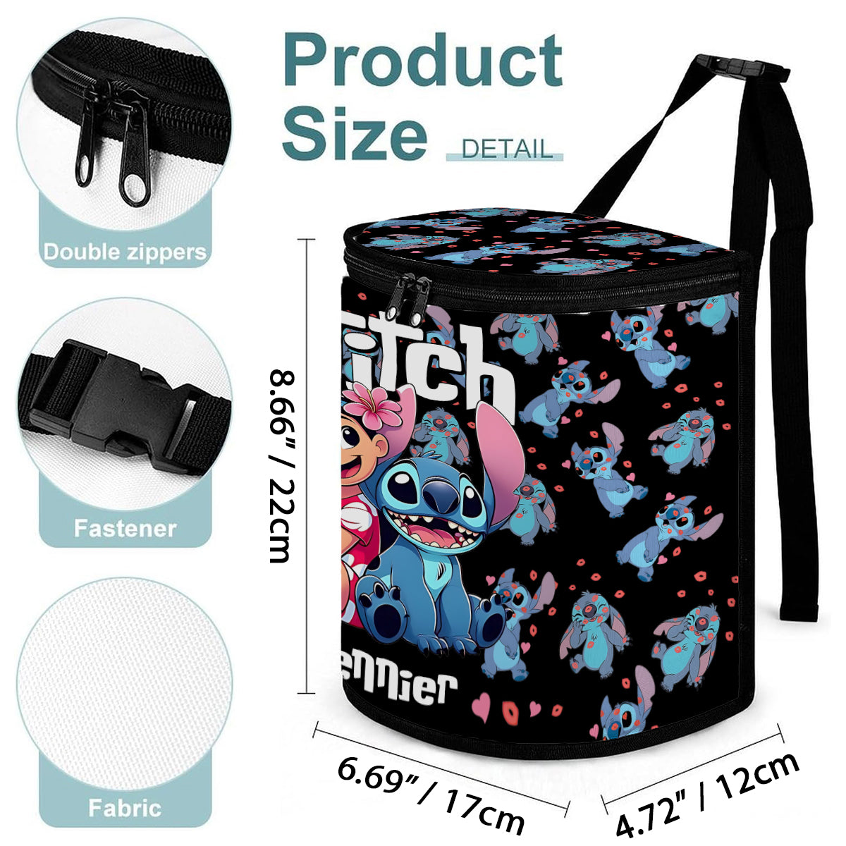 Personalized Ohana Portable Car Trash Can Organizer for Kids Portable Car Trash Can/ Organizer GradoCreations