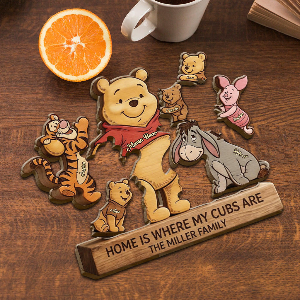 Personalized Bear Shaped Wooden Puzzle Custom Family Gift Shaped Wooden Puzzle GradoCreations