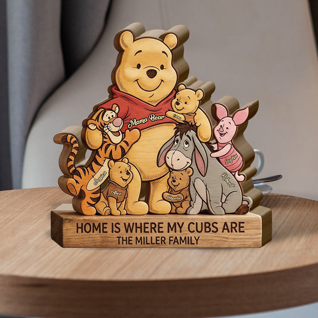 Personalized Bear Shaped Wooden Puzzle Custom Family Gift Shaped Wooden Puzzle GradoCreations