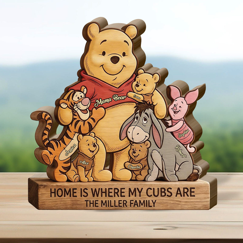 Personalized Bear Shaped Wooden Puzzle Custom Family Gift Shaped Wooden Puzzle GradoCreations