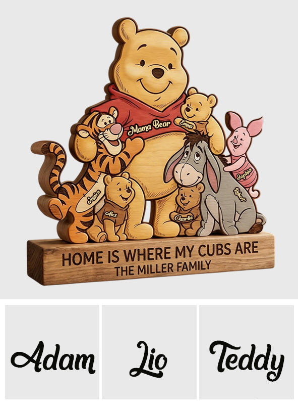Personalized Bear Shaped Wooden Puzzle Custom Family Gift Shaped Wooden Puzzle GradoCreations