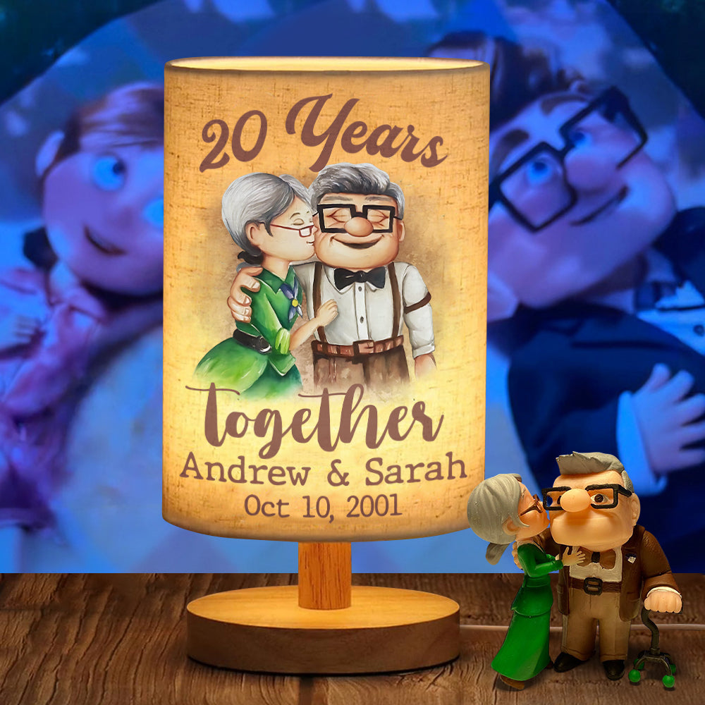 Personalized Table Lamp with Wood Base Custom Couple Gift Tableside Lamp with Wood Base GradoCreations