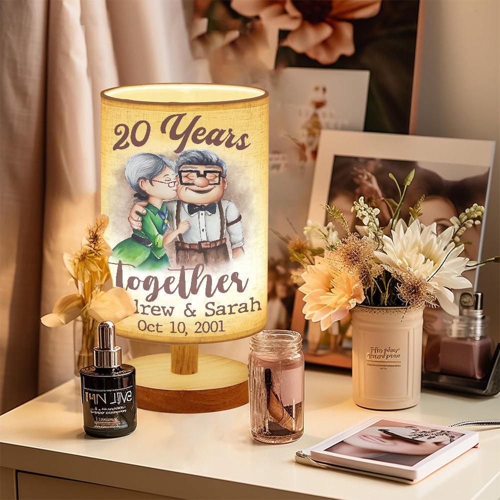 Personalized Table Lamp with Wood Base Custom Couple Gift Tableside Lamp with Wood Base GradoCreations