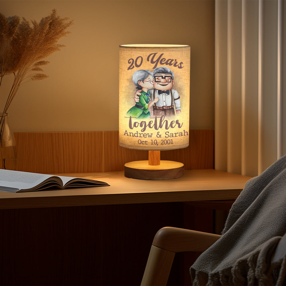 Personalized Table Lamp with Wood Base Custom Couple Gift Tableside Lamp with Wood Base GradoCreations