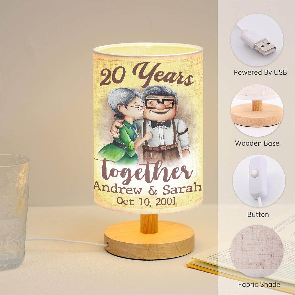 Personalized Table Lamp with Wood Base Custom Couple Gift Tableside Lamp with Wood Base GradoCreations