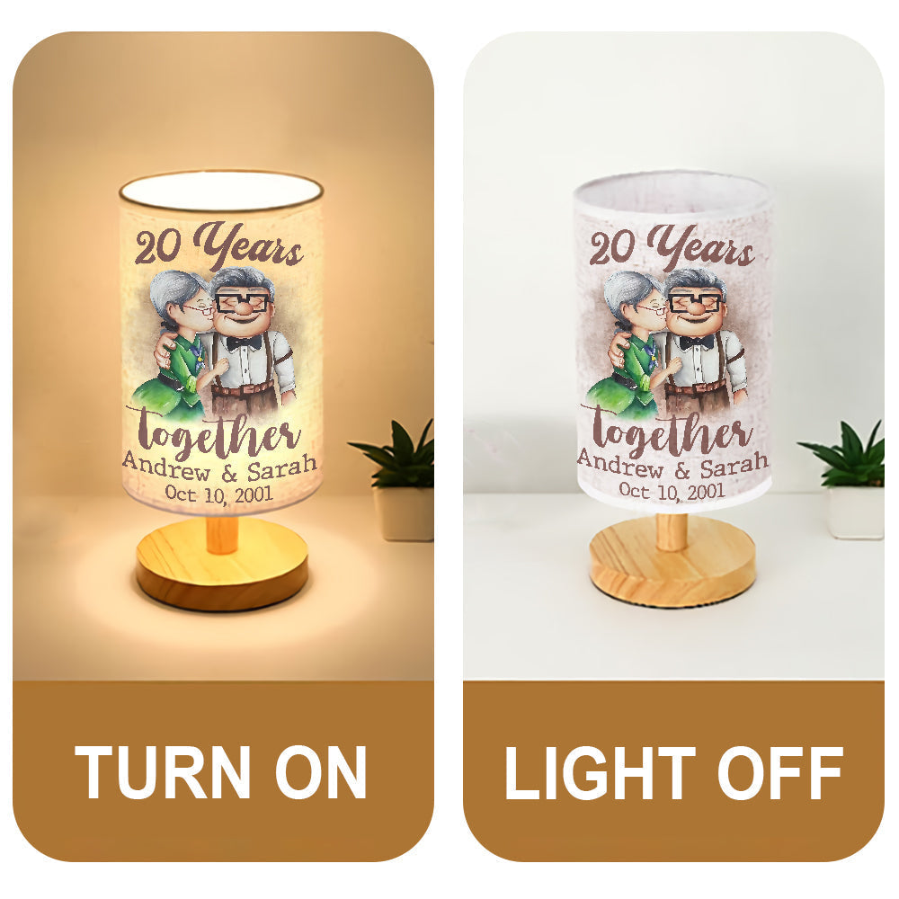 Personalized Table Lamp with Wood Base Custom Couple Gift Tableside Lamp with Wood Base GradoCreations