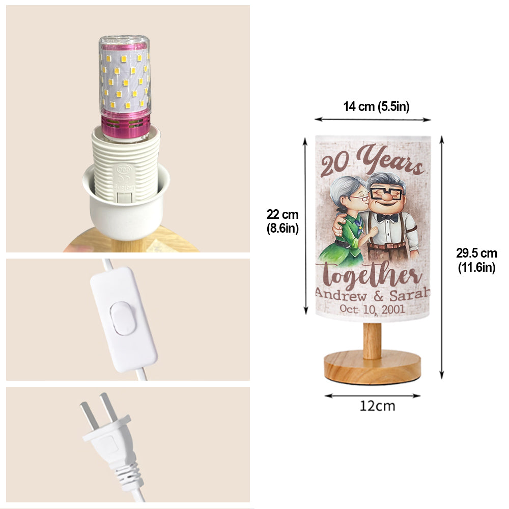 Personalized Table Lamp with Wood Base Custom Couple Gift Tableside Lamp with Wood Base GradoCreations