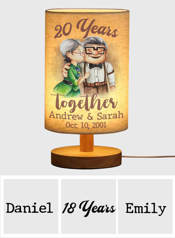 Personalized Table Lamp with Wood Base Custom Couple Gift Tableside Lamp with Wood Base GradoCreations