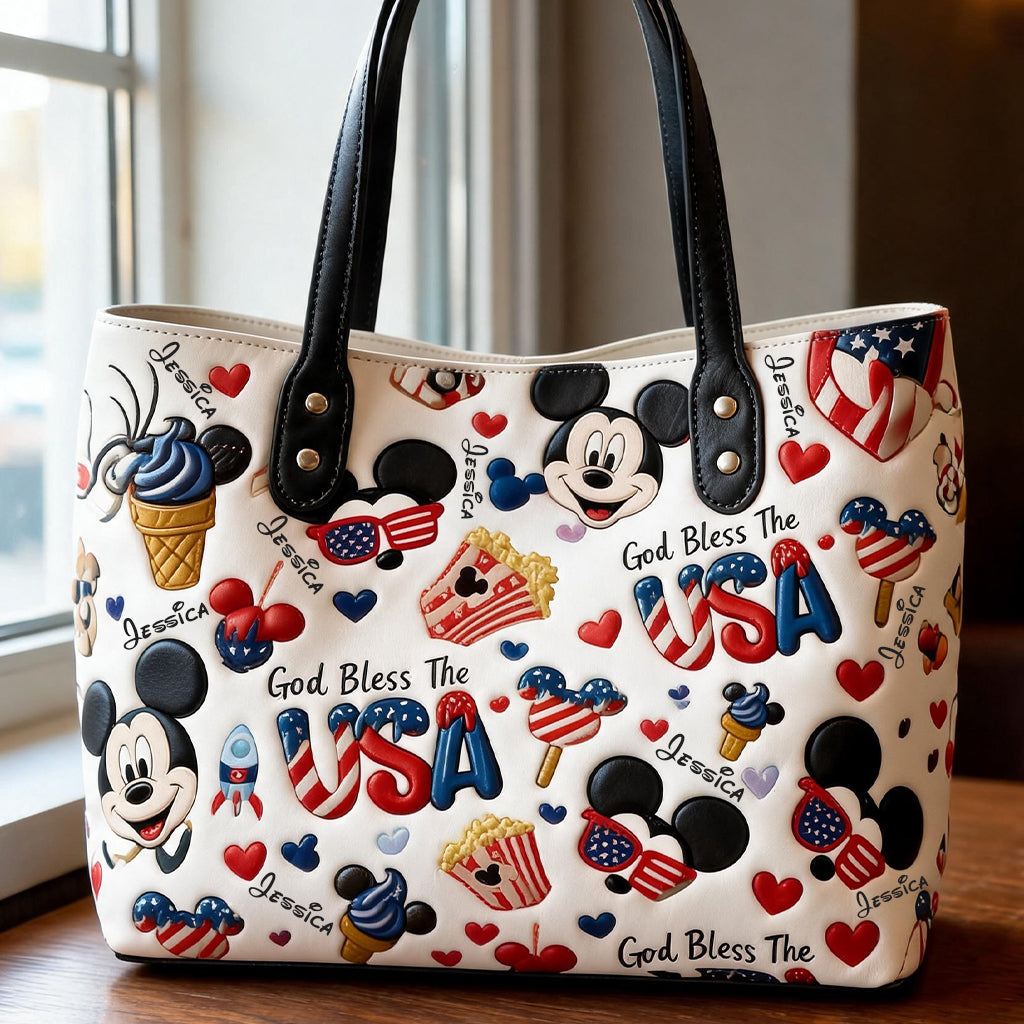 Personalized 4th of July Mickey Mouse Tote Bag for Kids Tote Bag GradoCreations