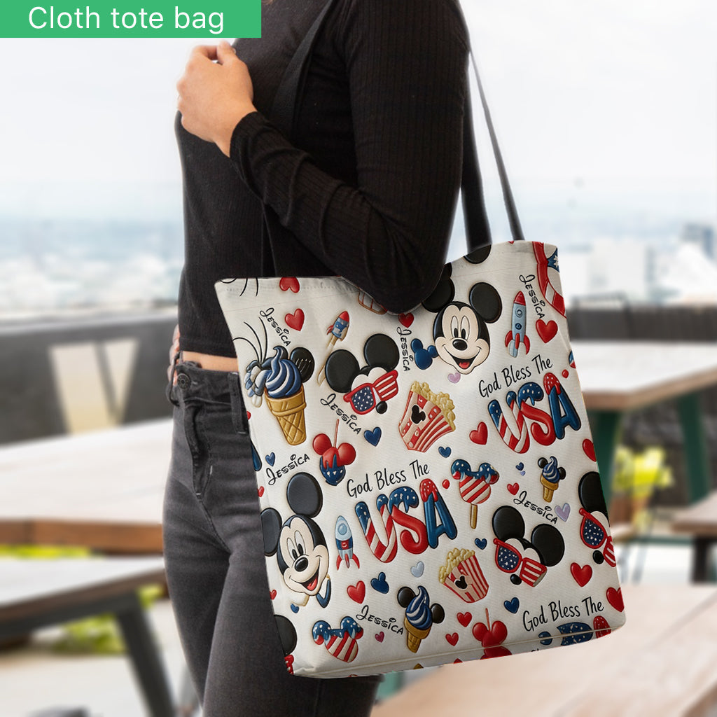 Personalized 4th of July Mickey Mouse Tote Bag for Kids Tote Bag GradoCreations