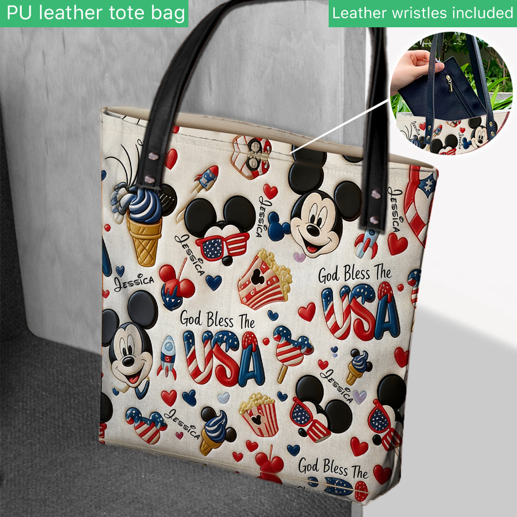Personalized 4th of July Mickey Mouse Tote Bag for Kids Tote Bag GradoCreations