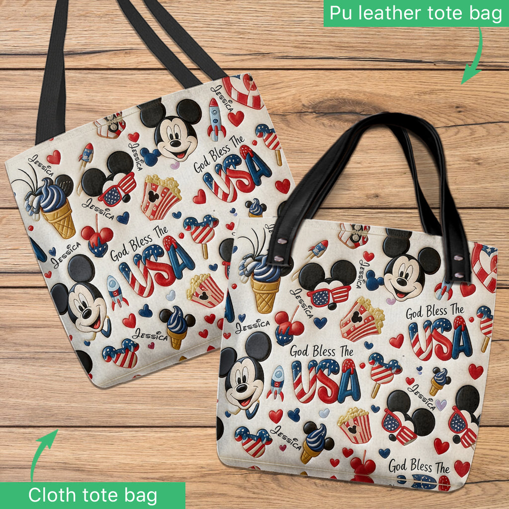 Personalized 4th of July Mickey Mouse Tote Bag for Kids Tote Bag GradoCreations