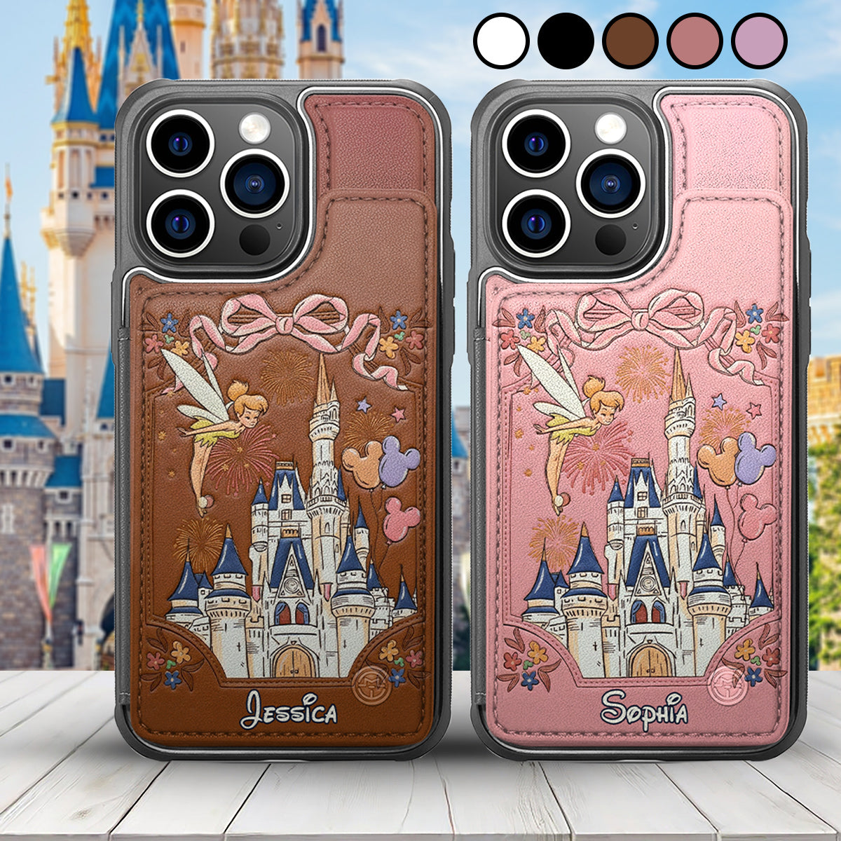 Personalized Disney Castle Wallet Phone Case Custom Name Gift Fully Printed Wallet Phone Case GradoCreations