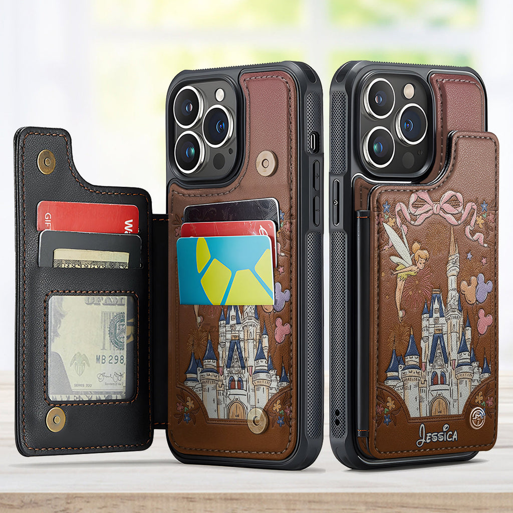 Personalized Disney Castle Wallet Phone Case Custom Name Gift Fully Printed Wallet Phone Case GradoCreations
