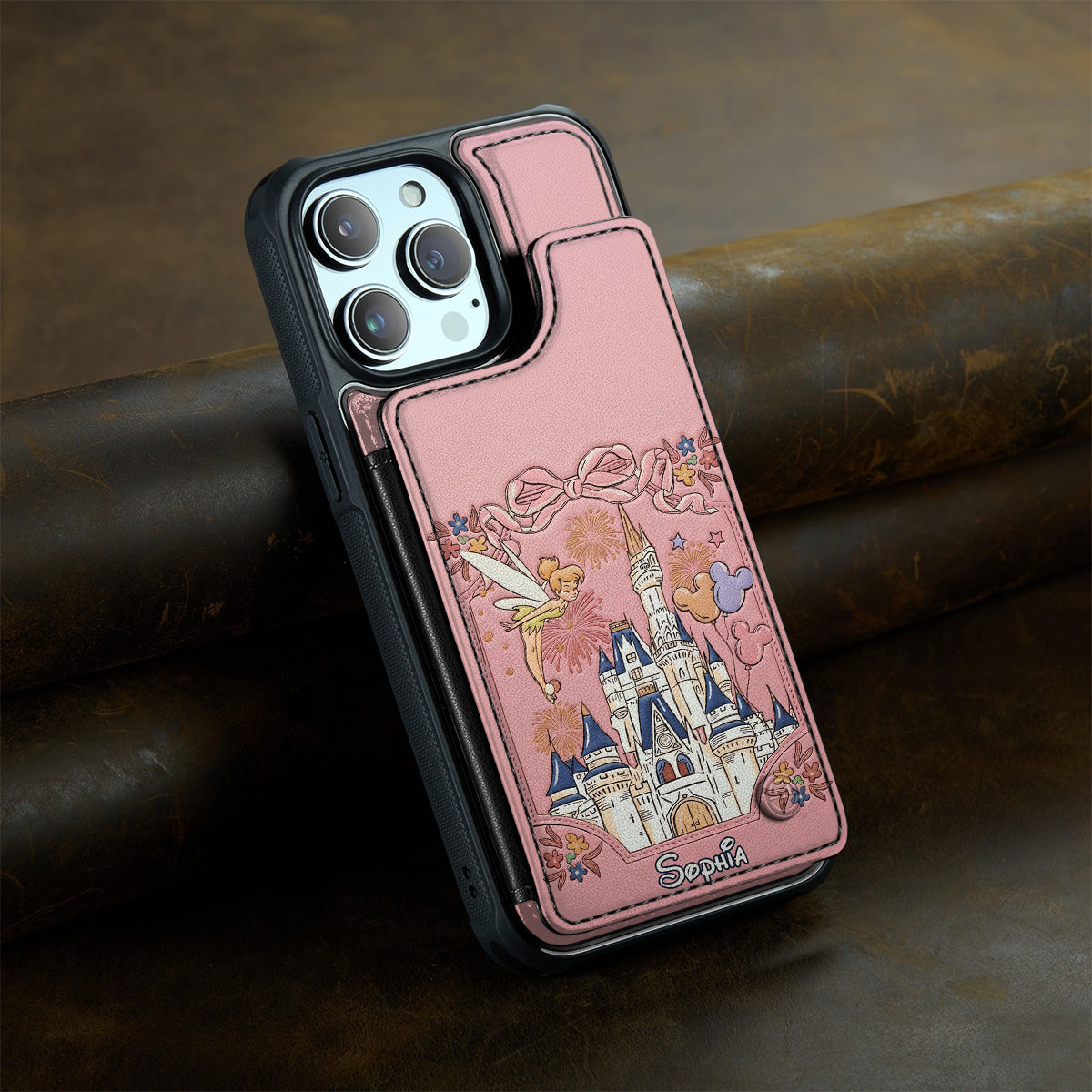 Personalized Disney Castle Wallet Phone Case Custom Name Gift Fully Printed Wallet Phone Case GradoCreations