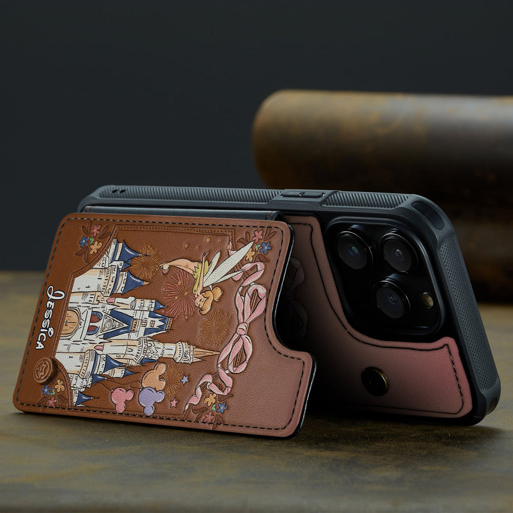 Personalized Disney Castle Wallet Phone Case Custom Name Gift Fully Printed Wallet Phone Case GradoCreations