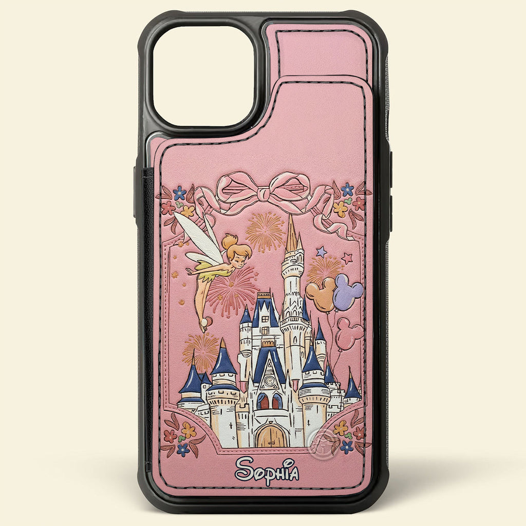 Personalized Disney Castle Wallet Phone Case Custom Name Gift Fully Printed Wallet Phone Case GradoCreations