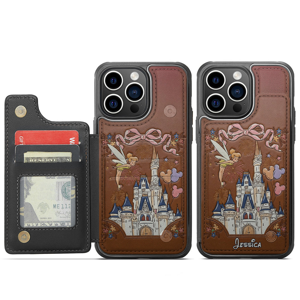 Personalized Disney Castle Wallet Phone Case Custom Name Gift Fully Printed Wallet Phone Case GradoCreations