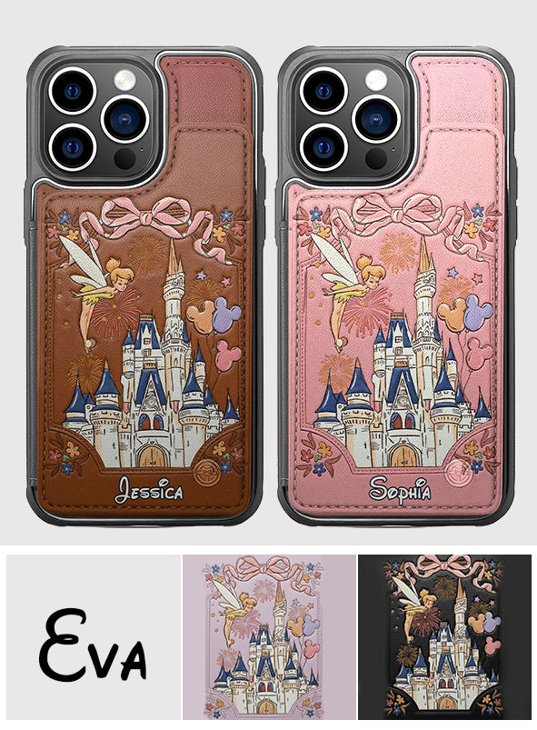 Personalized Disney Castle Wallet Phone Case Custom Name Gift Fully Printed Wallet Phone Case GradoCreations
