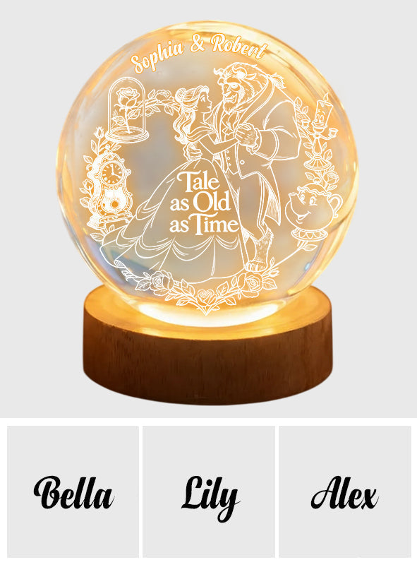 Personalized Beauty and The Beast Crystal Ball Night Light Gift for Couples Crystal Ball Night Light GradoCreations
