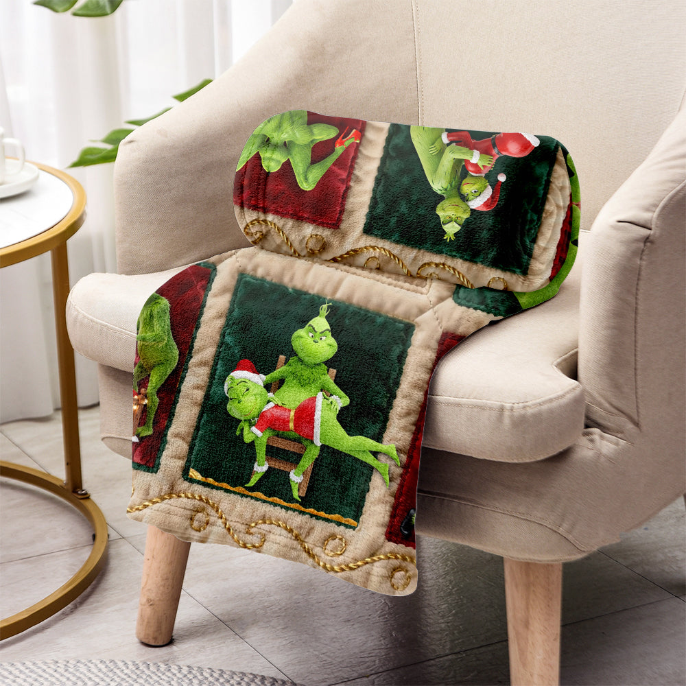 Personalized Merry Grinchmas Blanket Custom Name Gift for Christmas Blanket GradoCreations