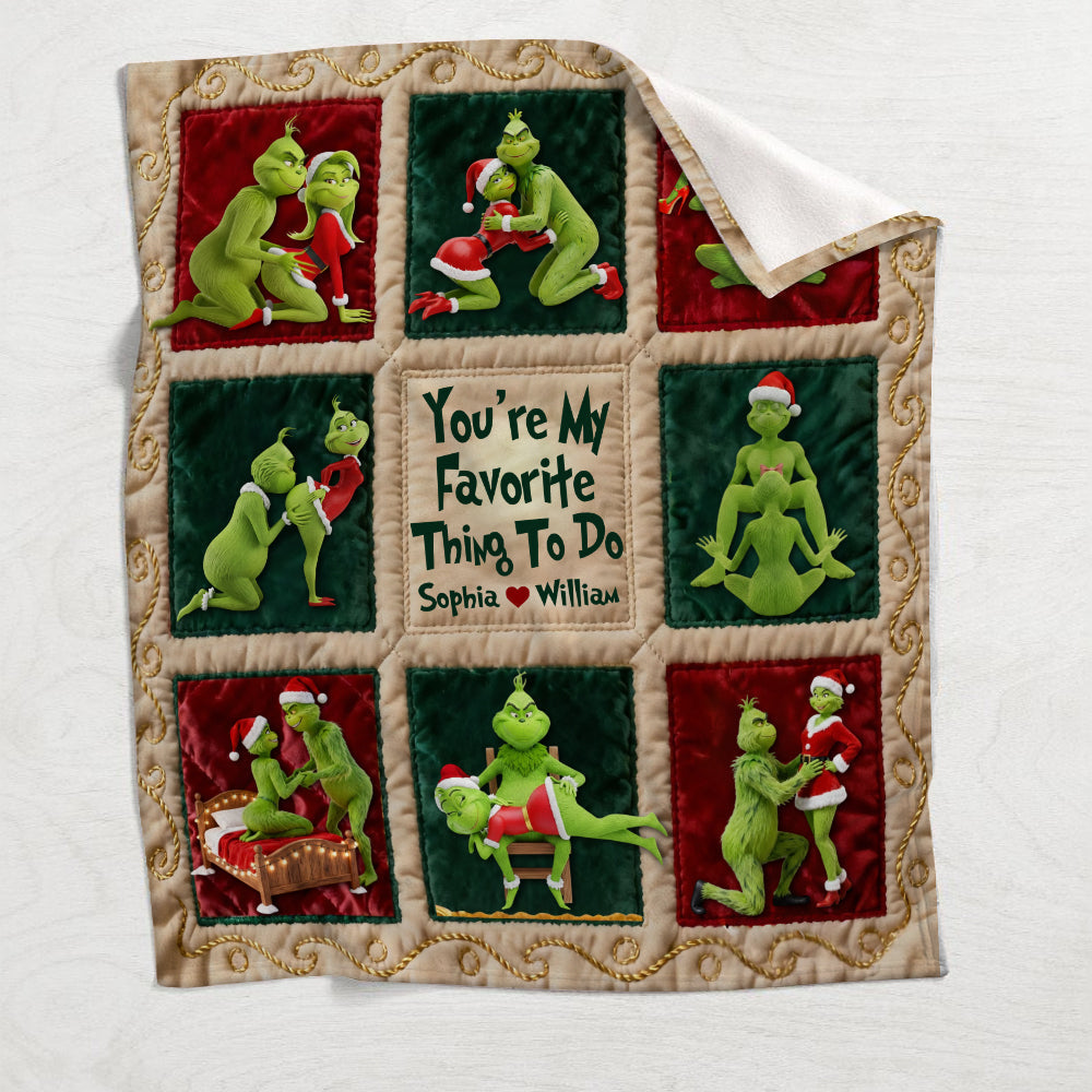 Personalized Merry Grinchmas Blanket Custom Name Gift for Christmas Blanket GradoCreations