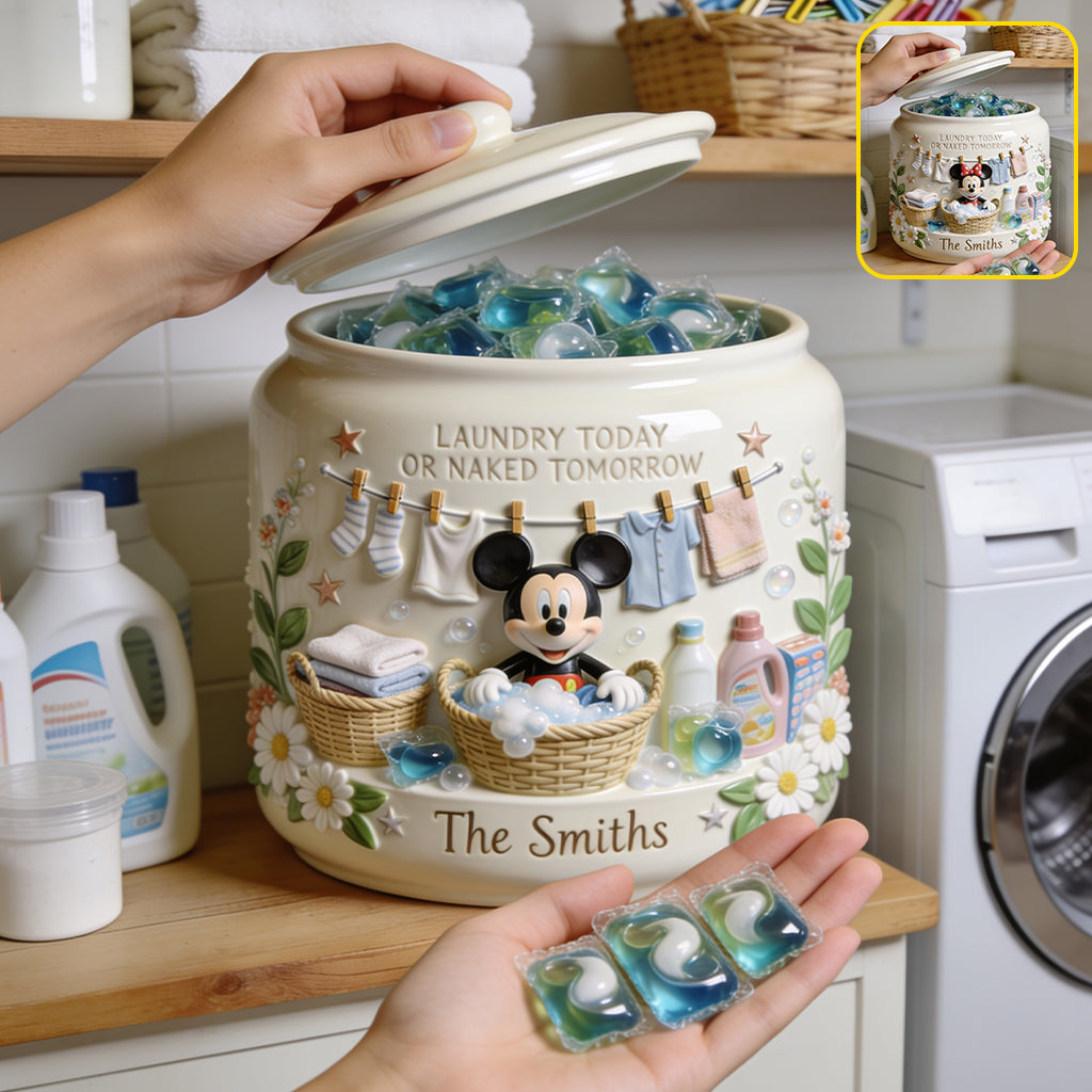 Personalized Ceramic Laundry Pods Jar Custom Name Gift Cookie Jar GradoCreations