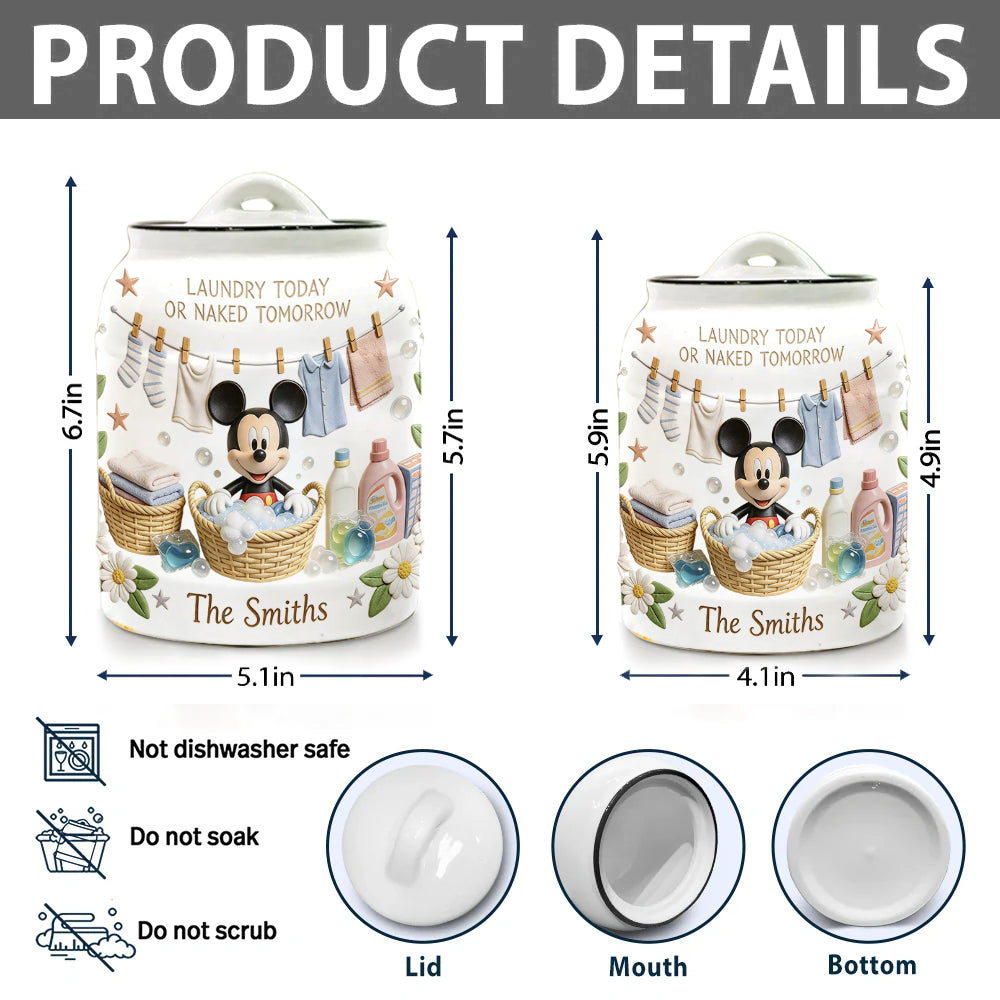 Personalized Ceramic Laundry Pods Jar Custom Name Gift Cookie Jar GradoCreations