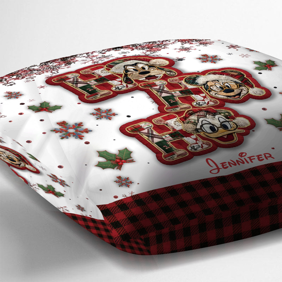 Personalized Cartoon Mouse Throw Pillow Custom Name Gift for Christmas Throw Pillow GradoCreations