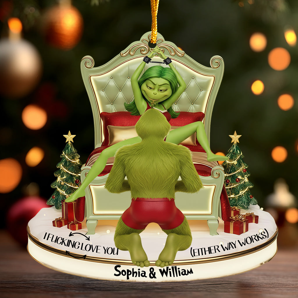 Personalized Green Monster Christmas Ornament for Couples Ornament GradoCreations
