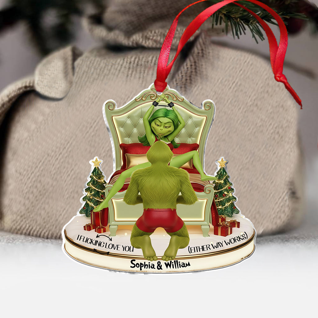 Personalized Green Monster Christmas Ornament for Couples Ornament GradoCreations