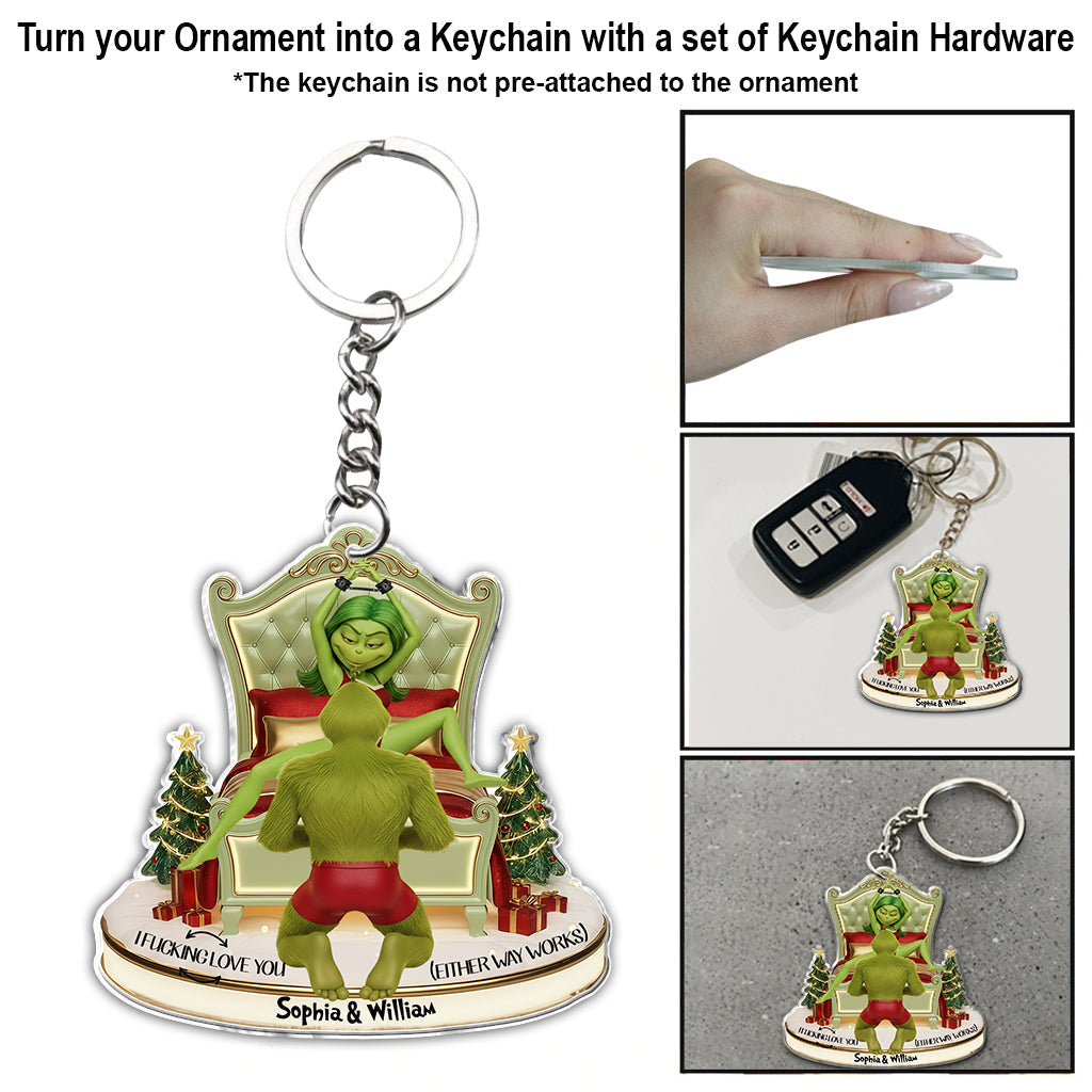 Personalized Green Monster Christmas Ornament for Couples Ornament GradoCreations