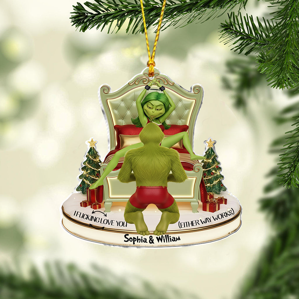 Personalized Green Monster Christmas Ornament for Couples Ornament GradoCreations