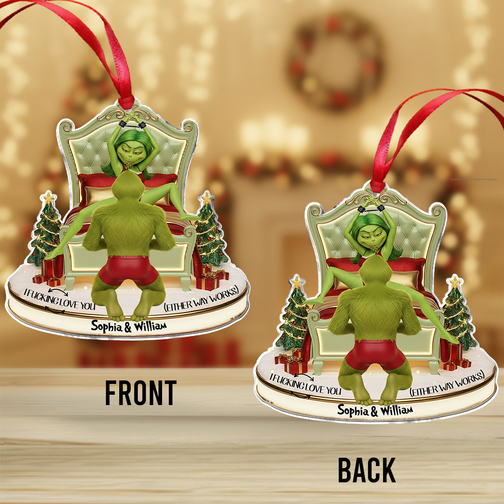 Personalized Green Monster Christmas Ornament for Couples Ornament GradoCreations